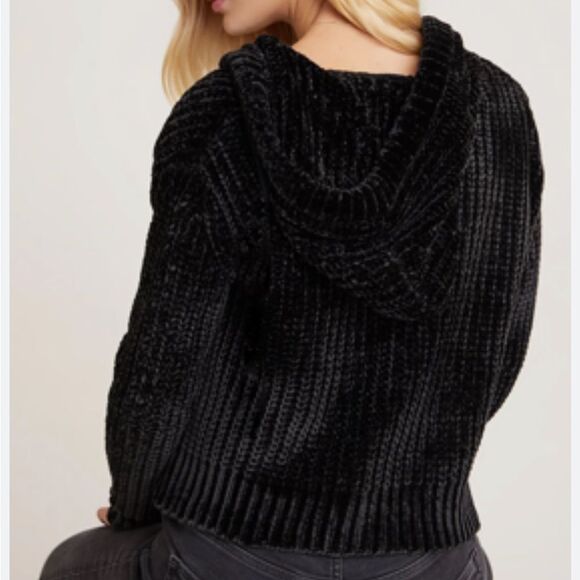 Bella Dahl Chenille Sweater Hoodie, Medium, Black - Picture 2 of 10